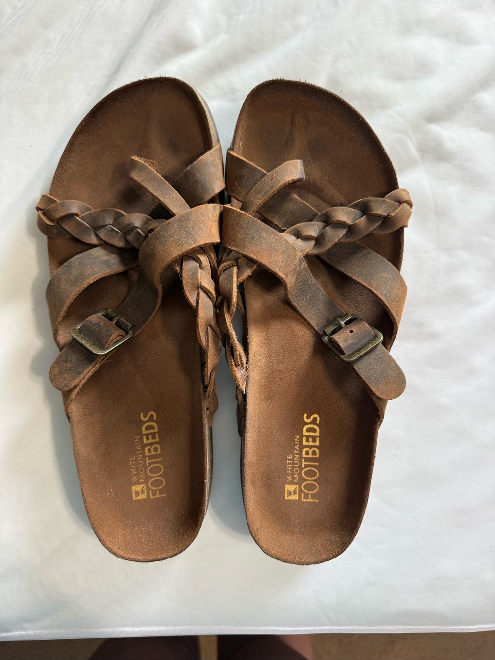 White Mountain Brown Braided Slide Sandals
